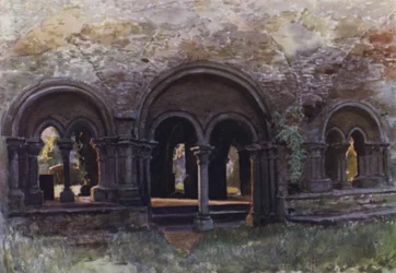 Die Ruinen der Kreuzgänge der Abtei von St Bavon, Gent